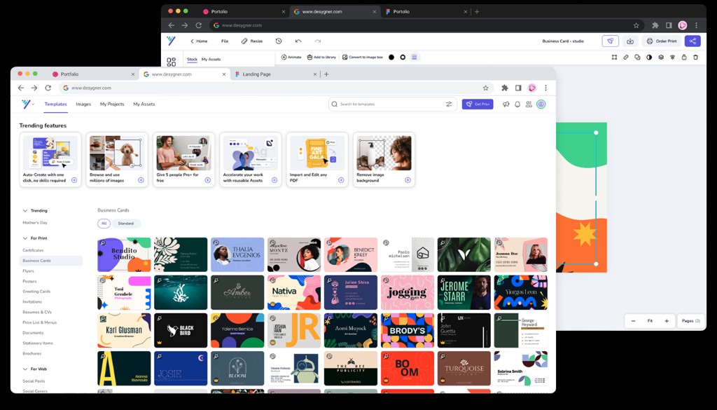 Desygner web template gallery and studio editor