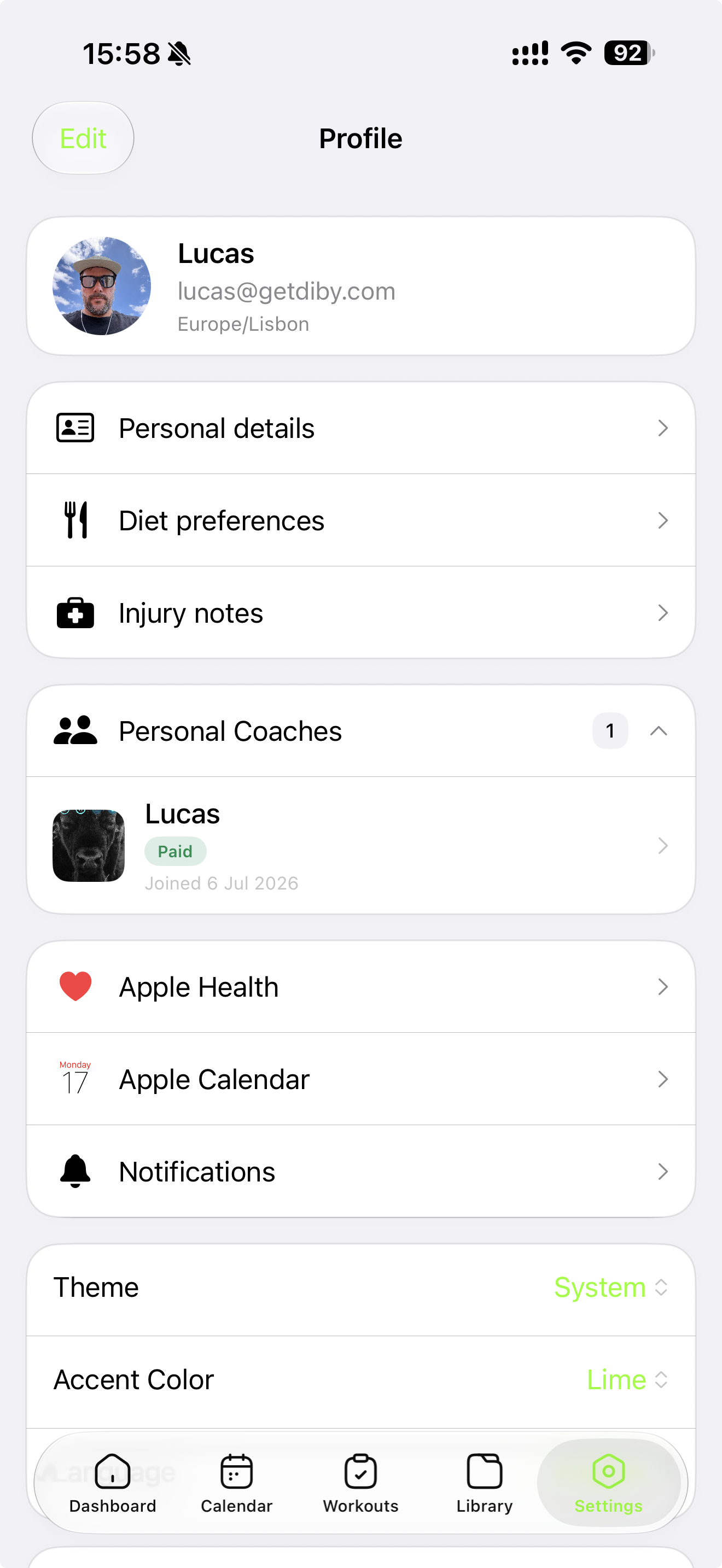 Diby settings and integrations