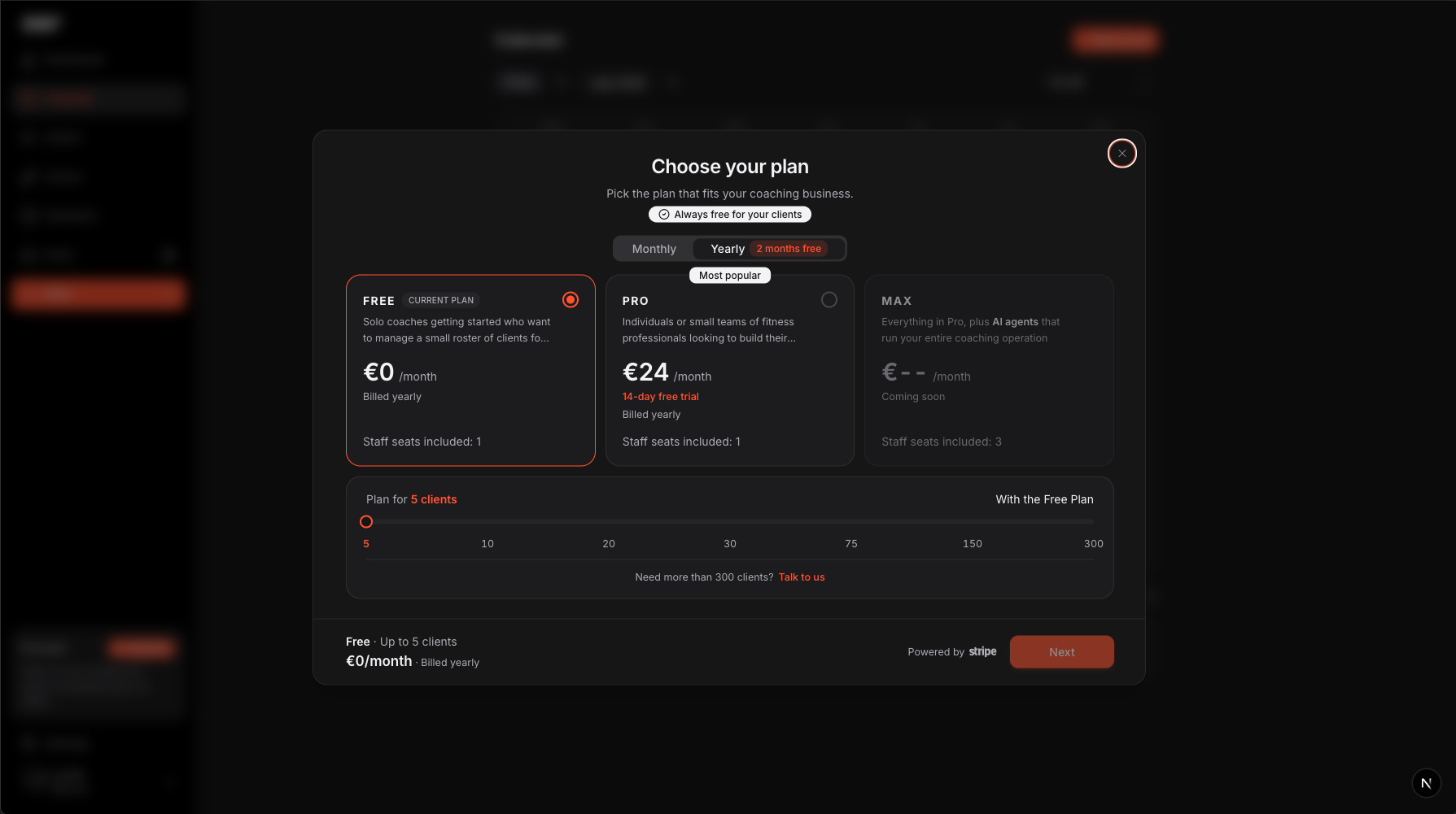 Diby pricing modal web screen