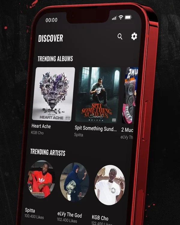 MyMixtapez Discover screen — trending albums and artists