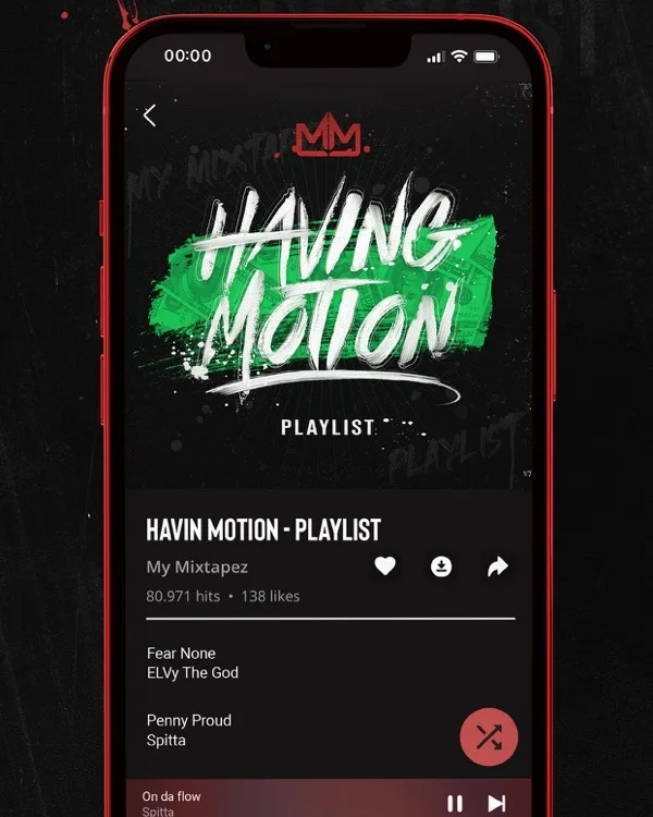 MyMixtapez playlist screen