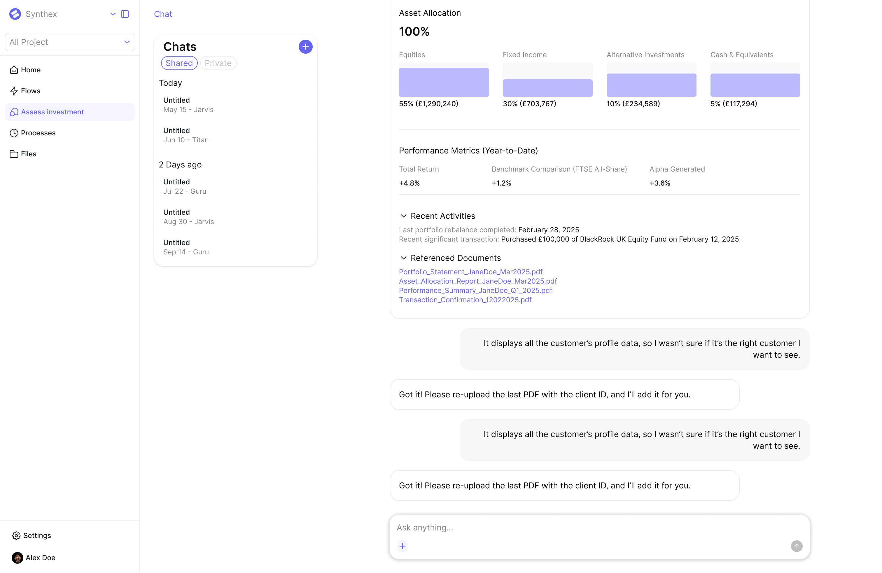 Synthex interface screen